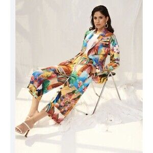 Joseph Ribkoff Floral Wide Leg Culotte Pants Patchwork 222226 Wrinkle Free 22 2X